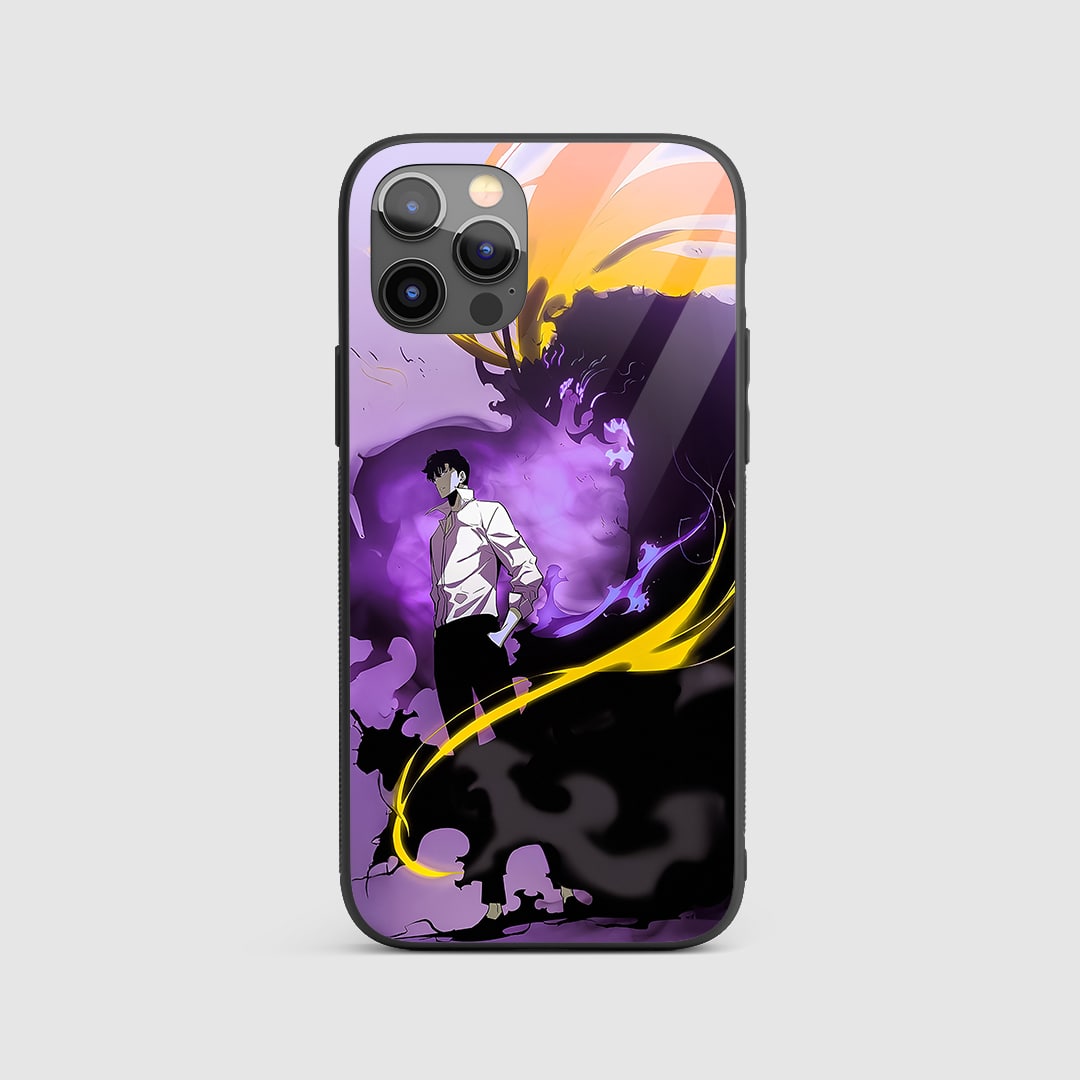 Sung Jinwoo Igris Silicone Armored Phone Case front view with duo artwork.