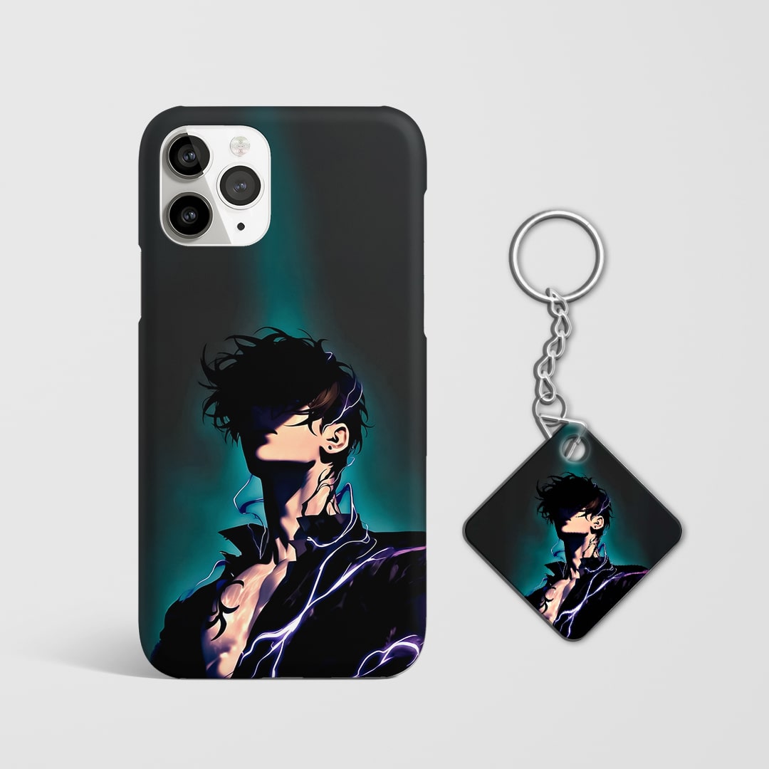Back view of Sung Jinwoo Minimal Phone Cover featuring subtle design with Keychain.