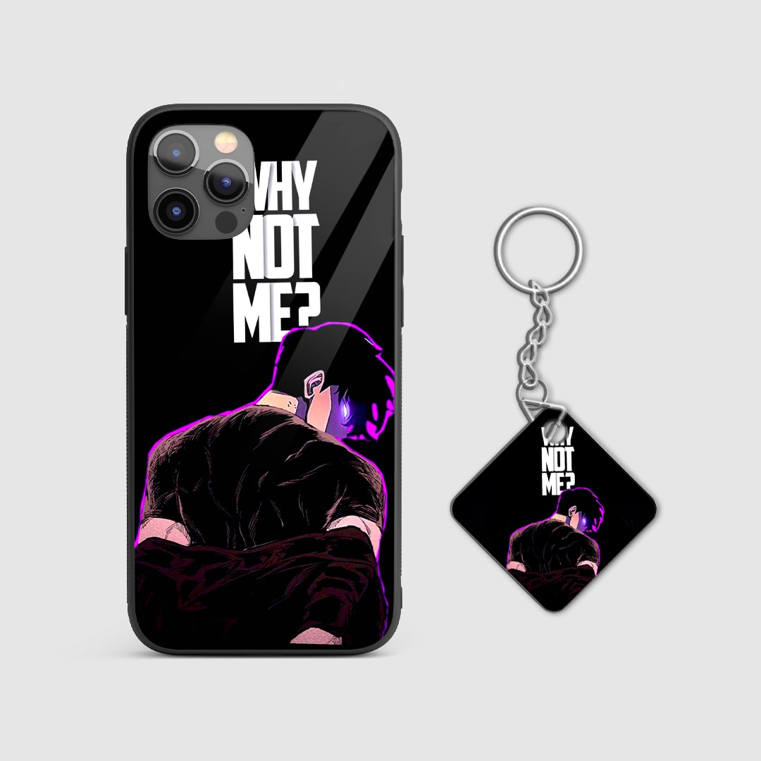 Durable anime armor case featuring Jinwoo quote with keychain