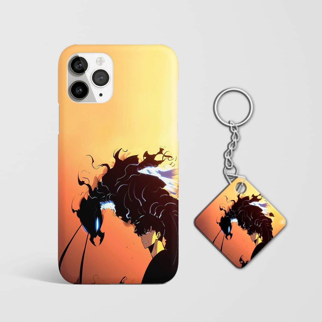 Back view of Shadow Monarch Cover showing Jinwoo in dark ruler form with Keychain.