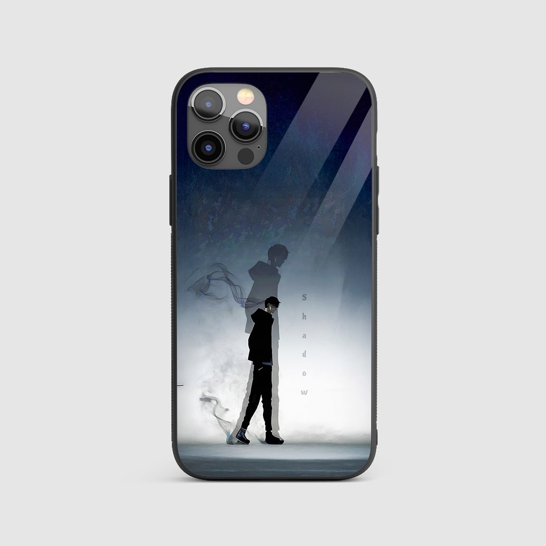 Sung Jinwoo Shadow Silicone Armored Phone Case front view with dark artwork.