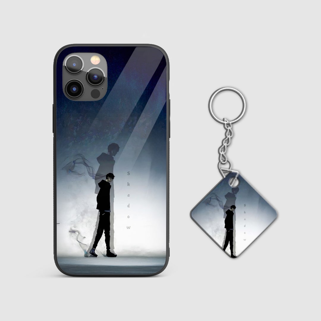 Back view of Jinwoo Shadow Case featuring shadow army-inspired design with Keychain.