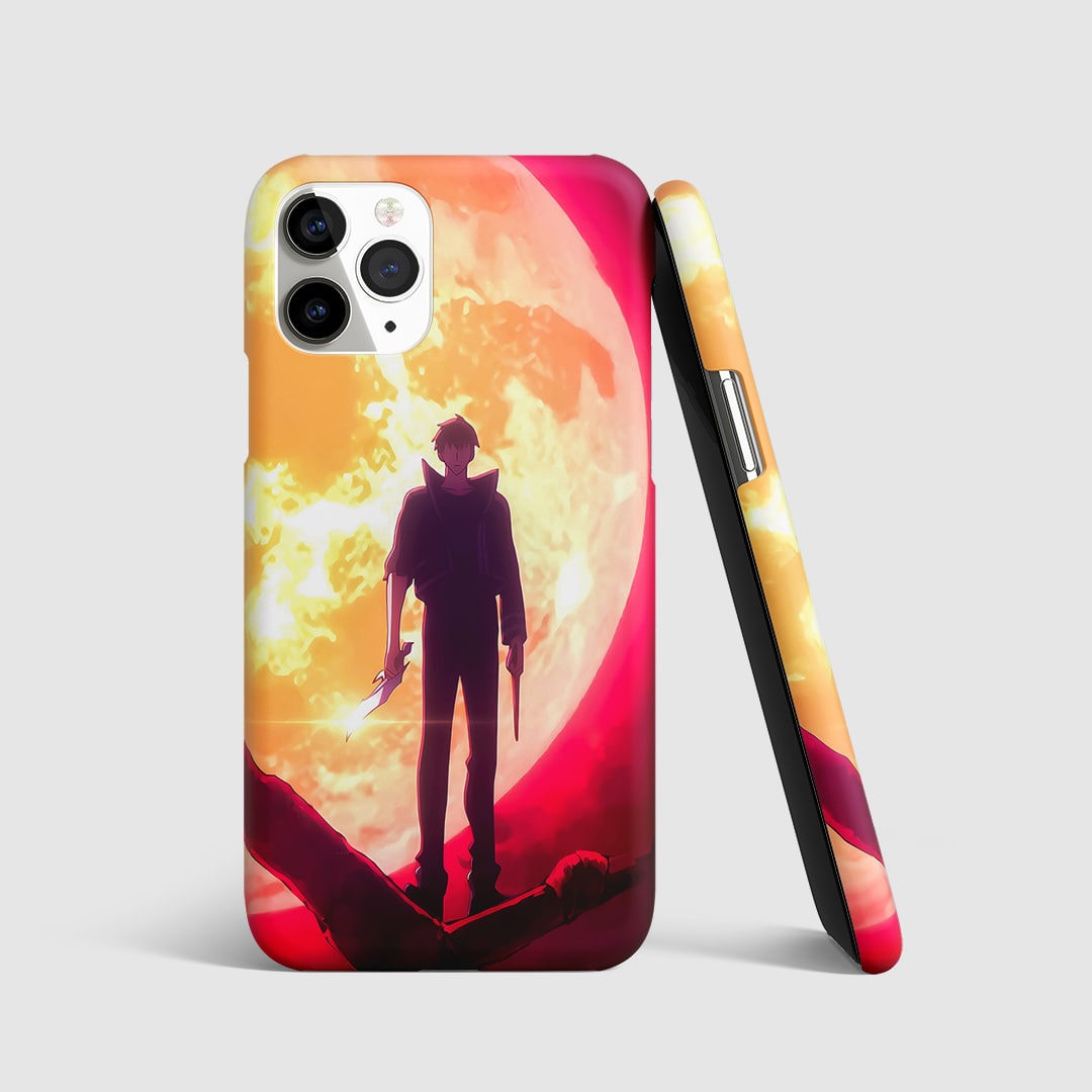 Sung Jinwoo Sun Phone Cover with glowing background design.