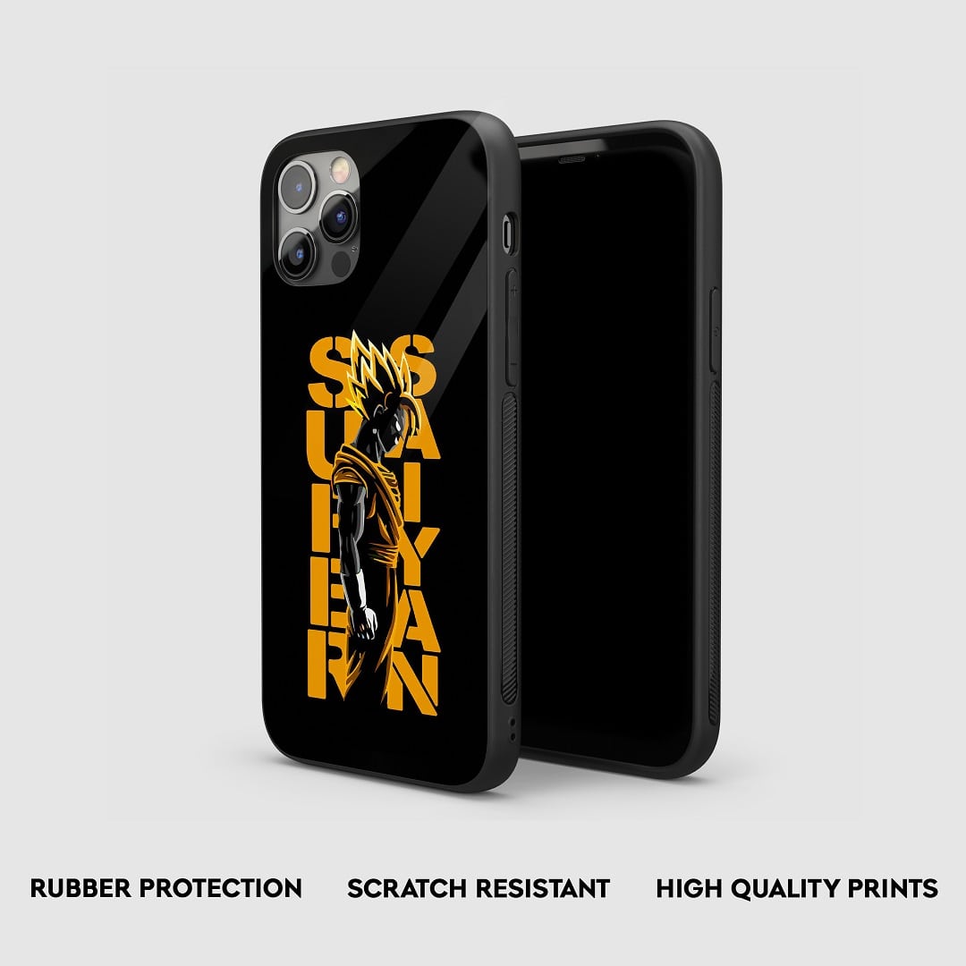 Side view of the Super Saiyan Armored Phone Case, highlighting its thick, protective silicone.