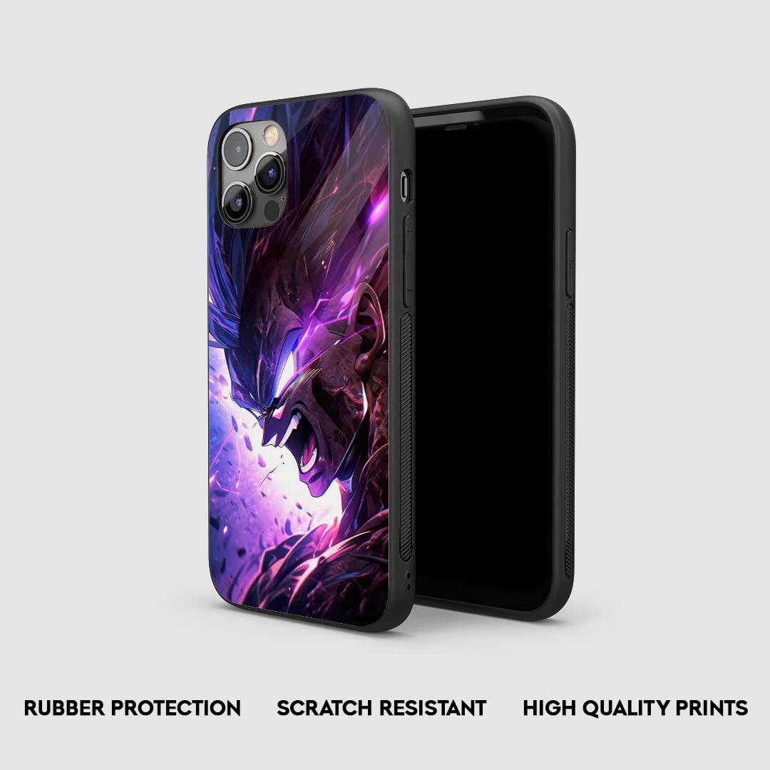 Side view of the Super Vegeta Armored Phone Case, highlighting its robust protective silicone.