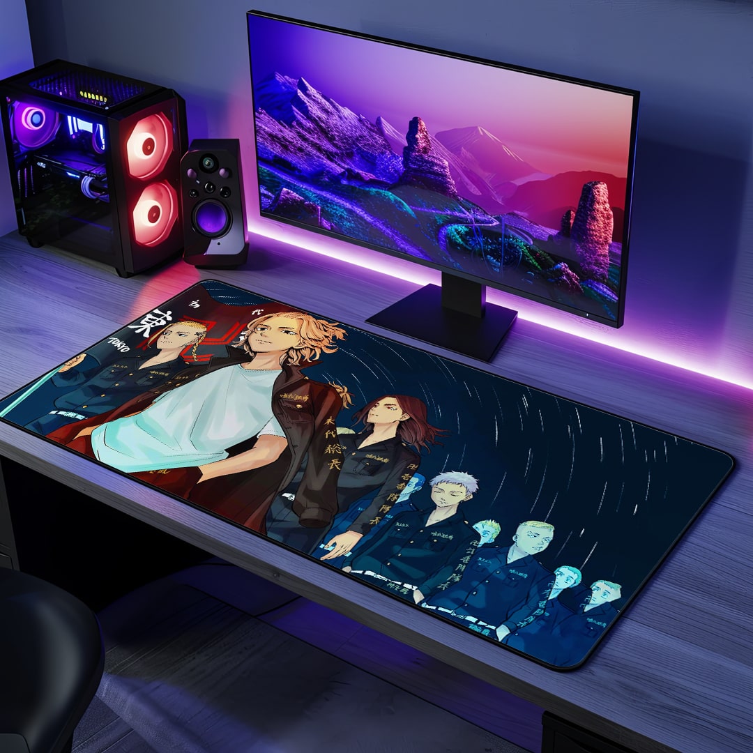 Takemichi and Toman anime desk mat top view