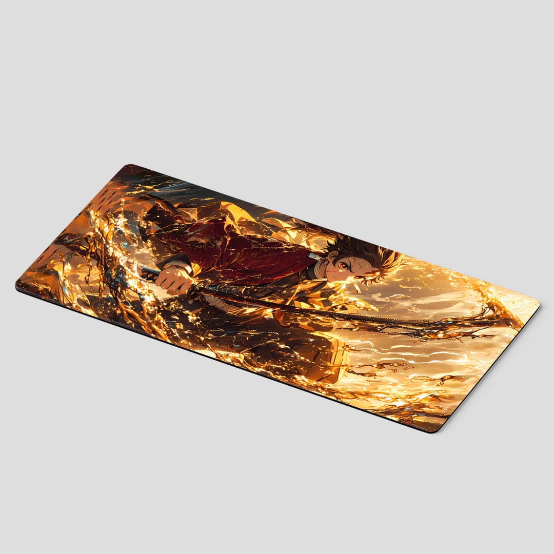 Demon Slayer Tanjiro action pose desk mat