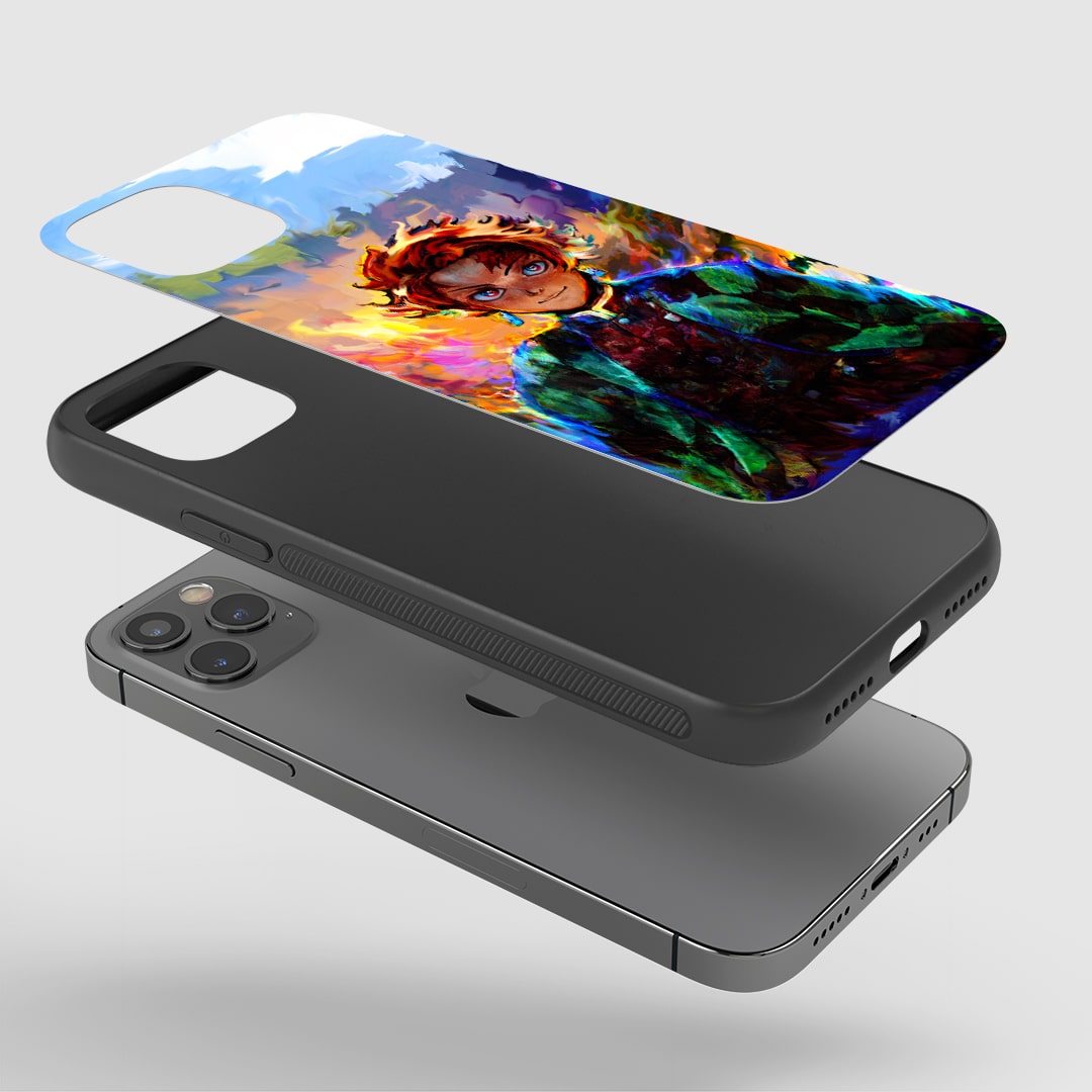 Tanjiro Art Phone Case installed on a smartphone, offering robust protection and a creative design.
