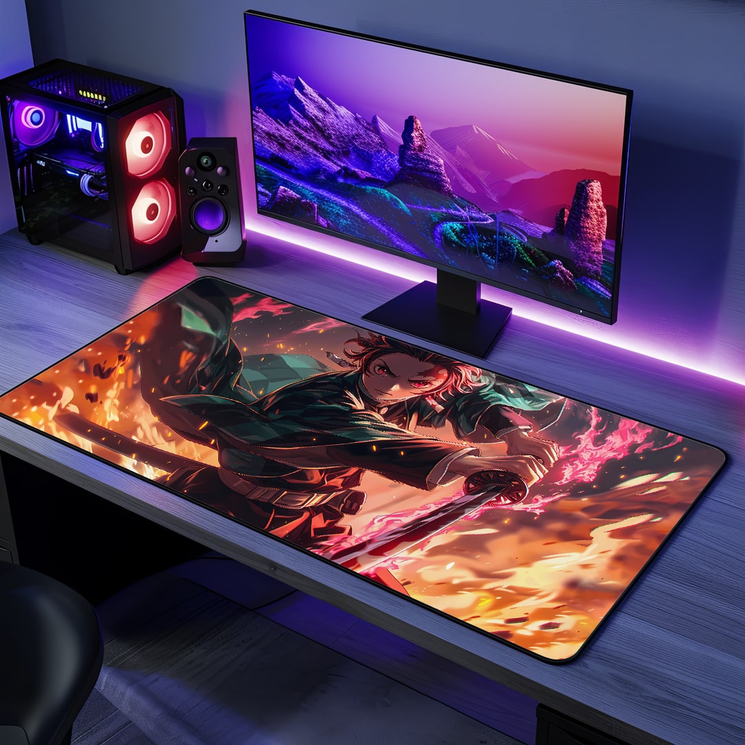 Tanjiro Kamado Graphic Desk Mat with bold anime artwork
