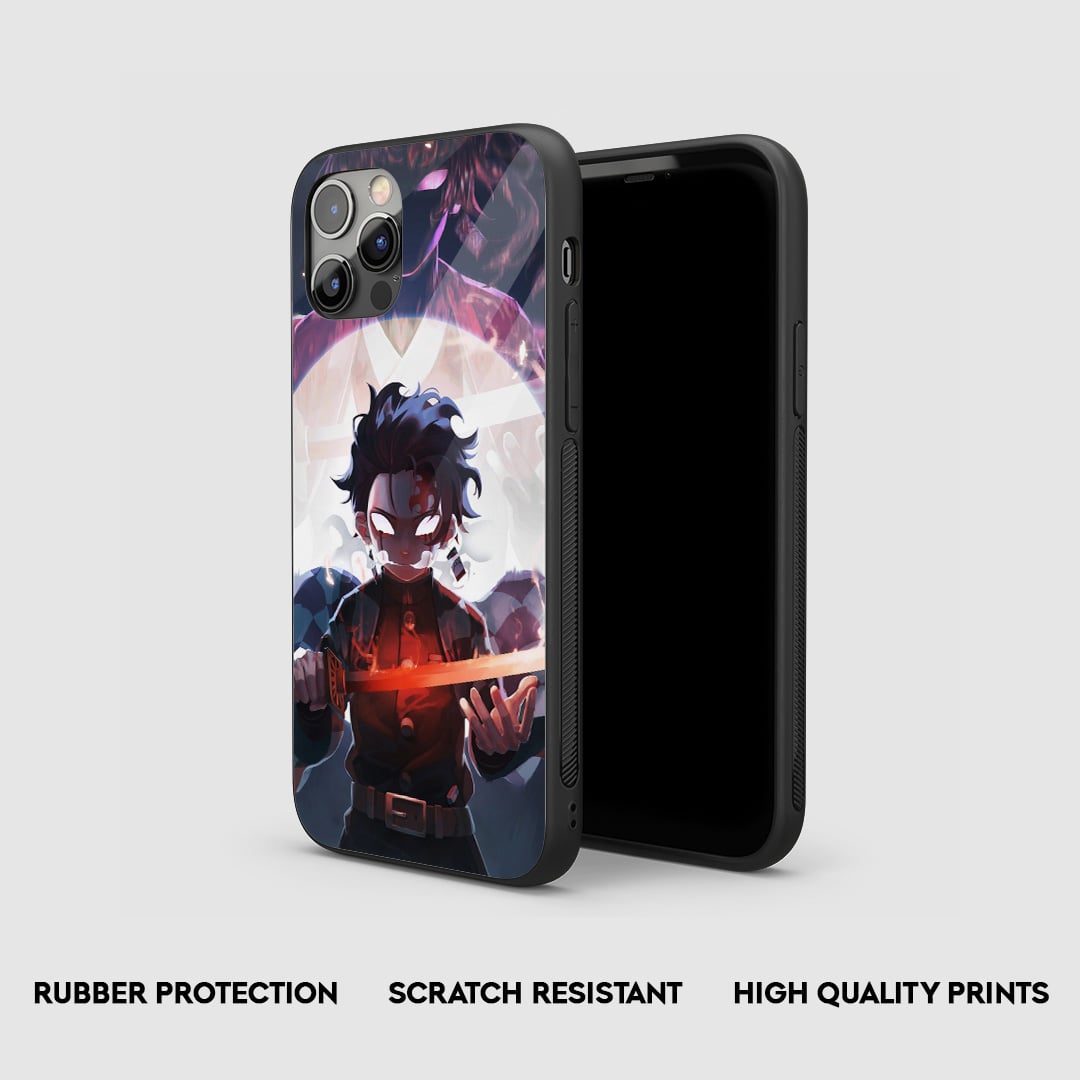 Side view of the Tanjiro Graphic Armored Phone Case, highlighting its thick, protective silicone material