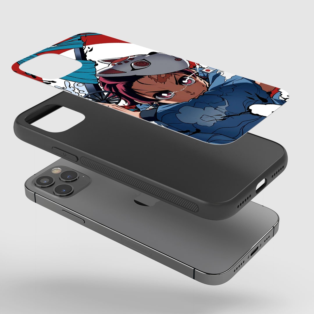 Tanjiro Kamado Mask Phone Case installed on a smartphone, offering robust protection and a unique design.