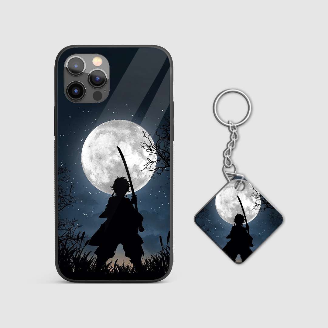 Serene design of Tanjiro Kamado from Demon Slayer on a durable silicone phone case with Keychain.