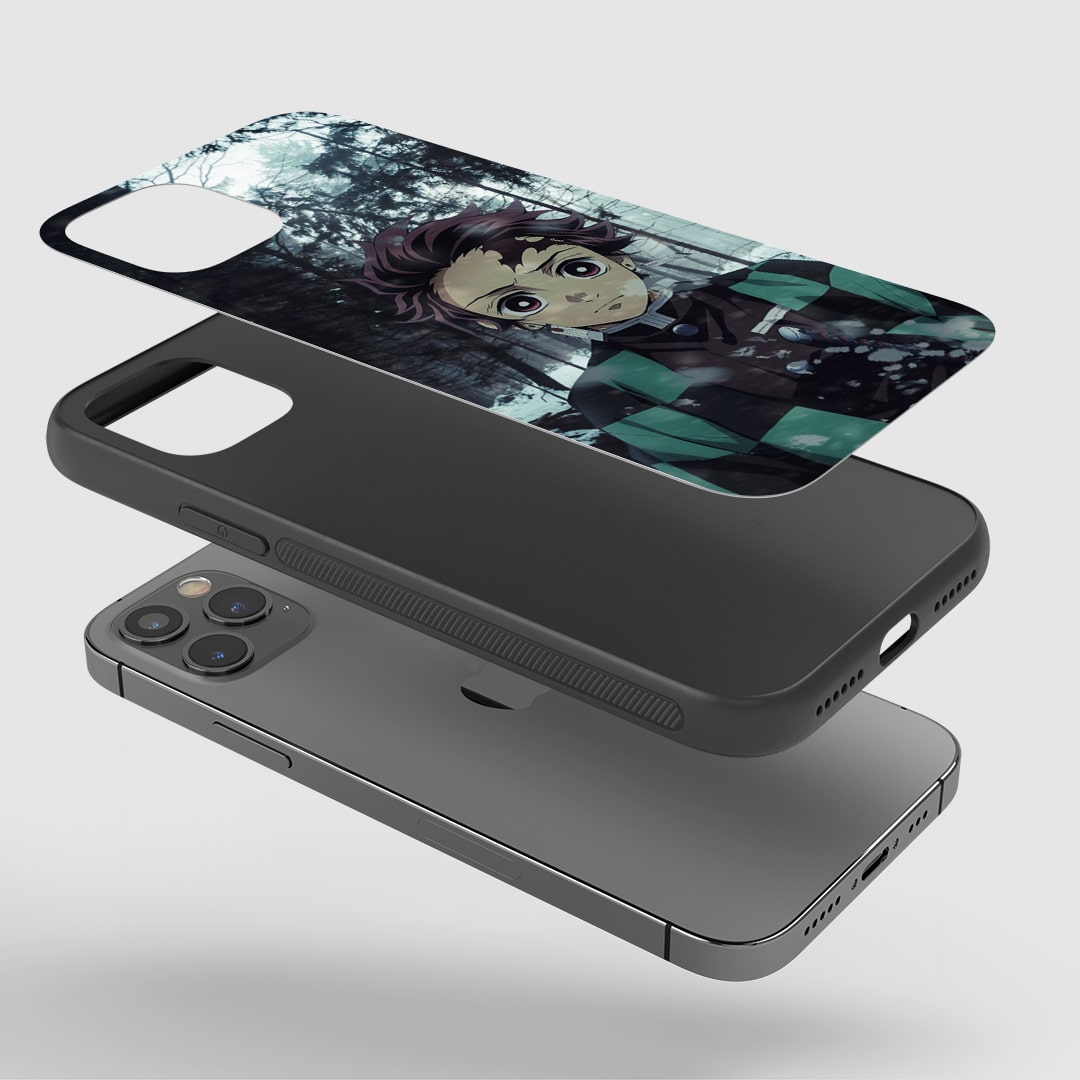 Tanjiro Winter Phone Case installed on a smartphone, offering robust protection and a wintery design.