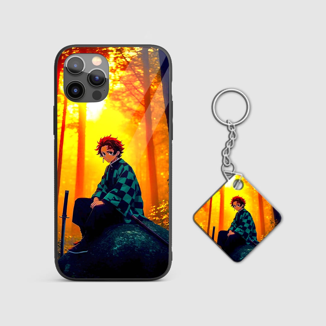 Aesthetic Tanjiro Artwork Shock-Resistant Silicone Case with Keychain