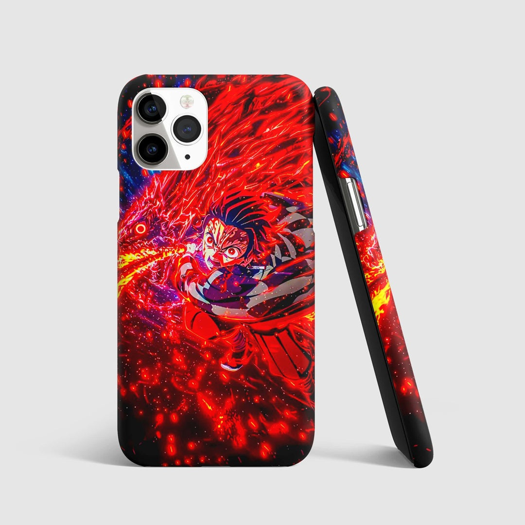 Tanjiro Fire Breathing Phone Cover front artwork design