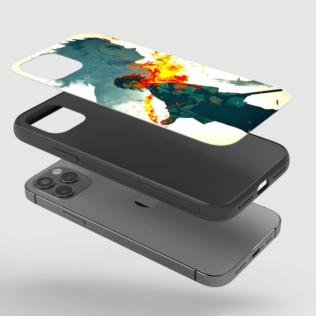 Tanjiro fiery attack armored silicone phone cover