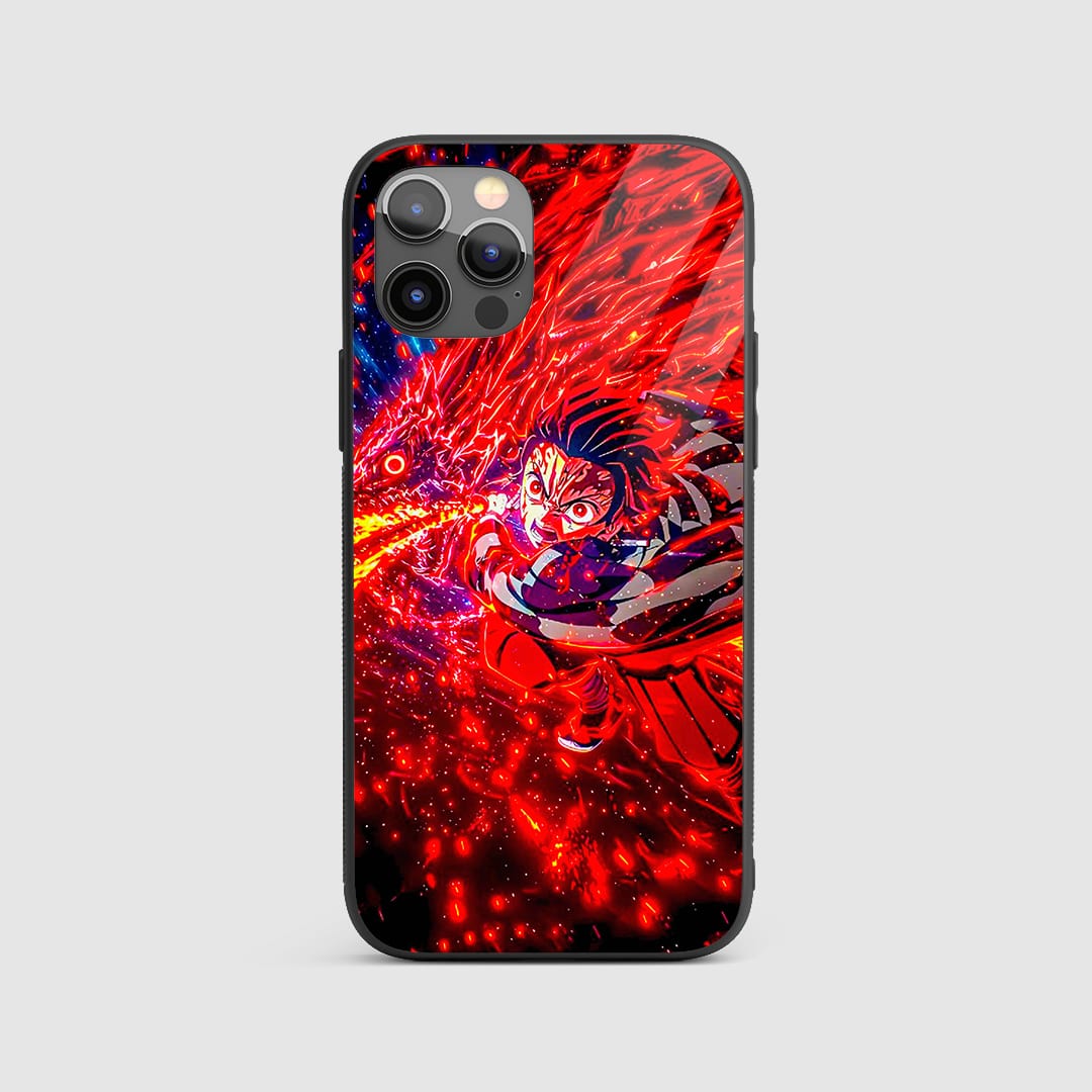 Tanjiro Fire Breathing Silicone Armored Phone Case front design
