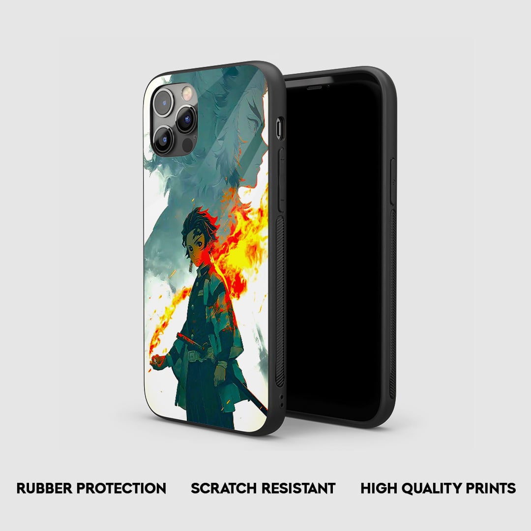 Demon Slayer Tanjiro fire breathing anime phone case
