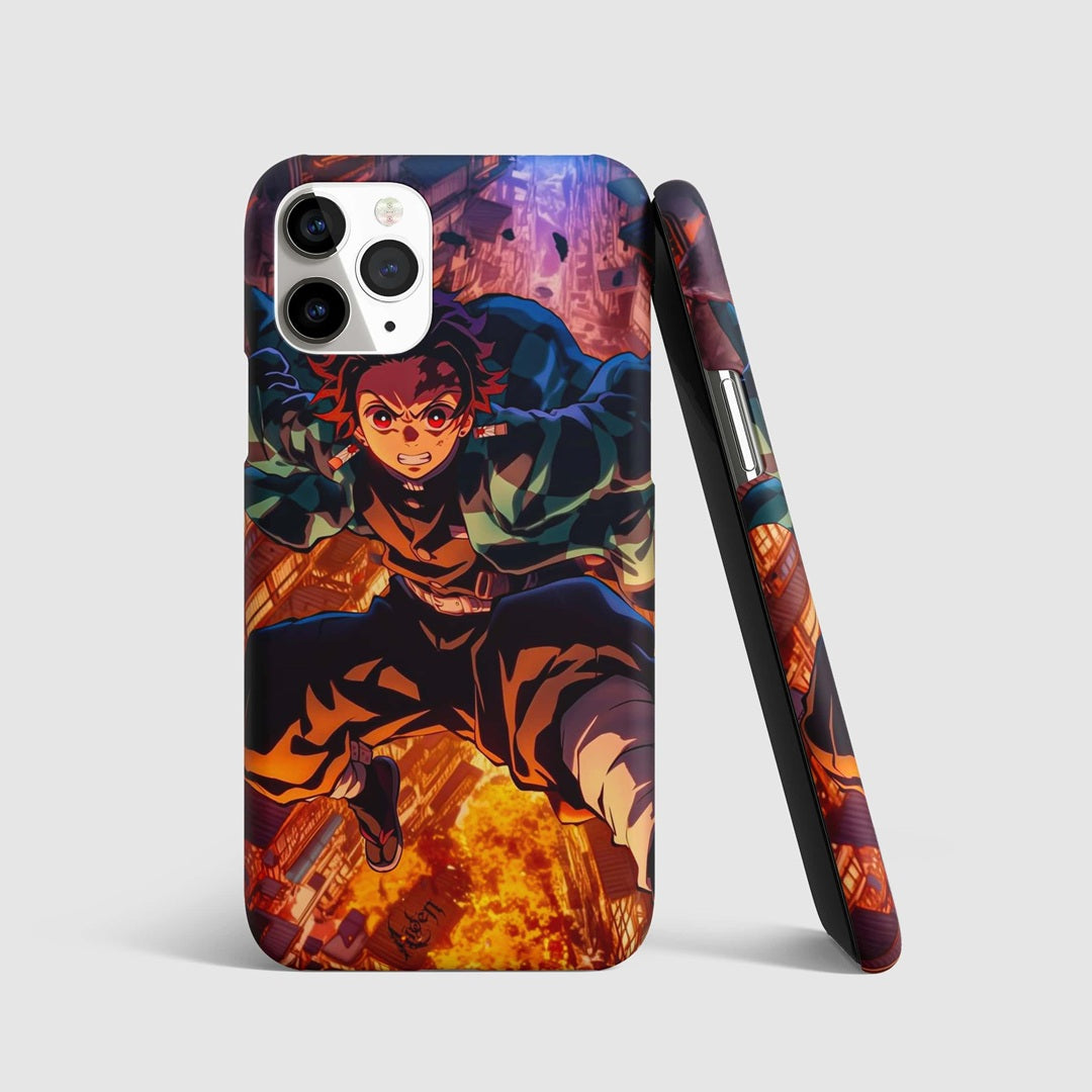 Tanjiro Flaming City Phone Cover Demon Slayer