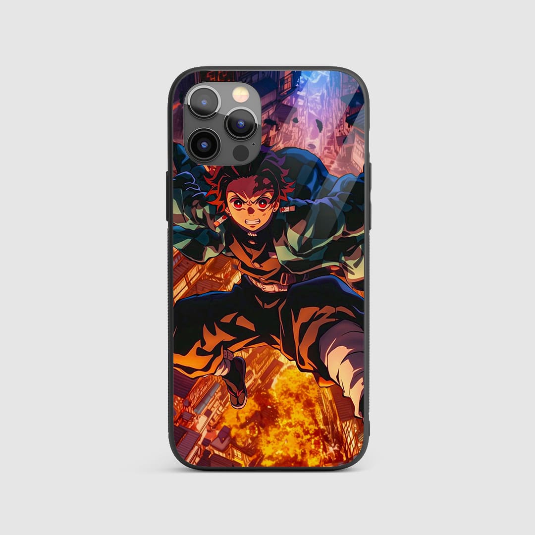 Tanjiro Flaming City Silicone Armored Phone Case Demon Slayer