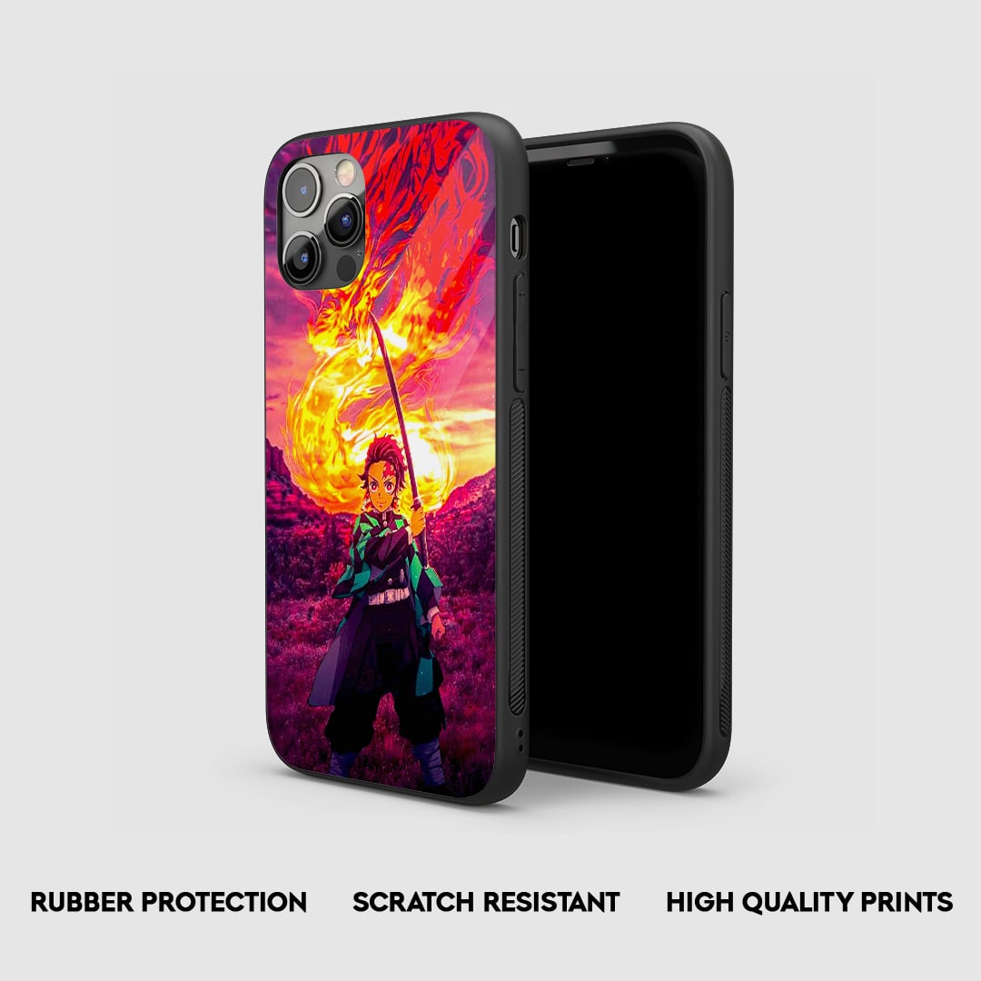 Side angle of Tanjiro Hinokami anime armored phone case