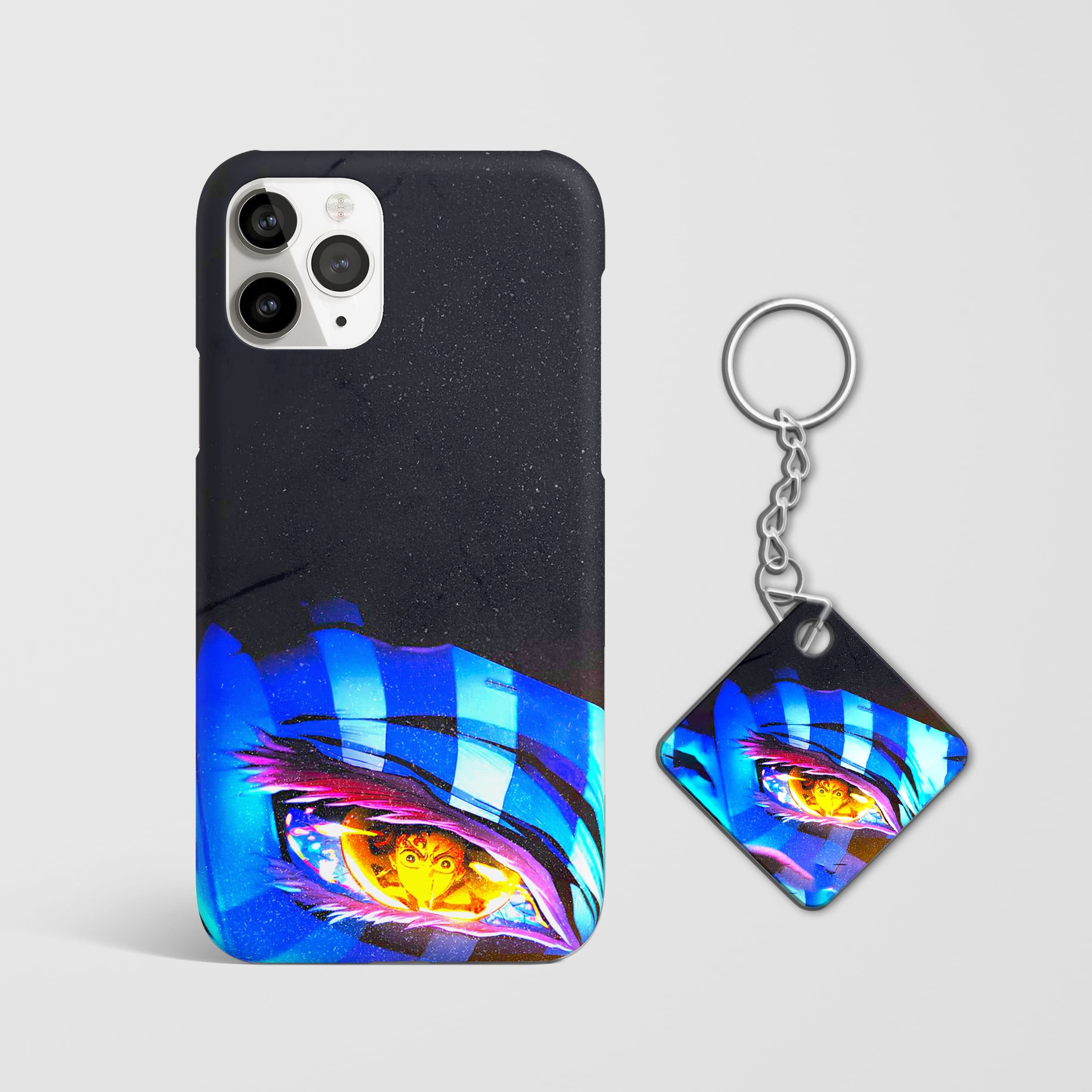 Durable Tanjiro Infinity Castle phone cover with Keychain.