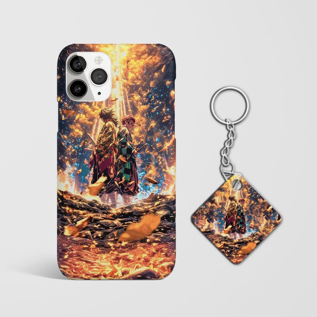 Anime Demon Slayer Tanjiro and Giyu case with Keychain