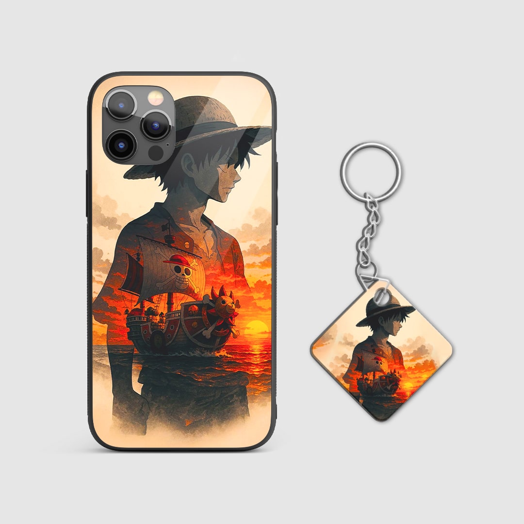 One Piece Thousand Sunny ship phone cover with Keychain.