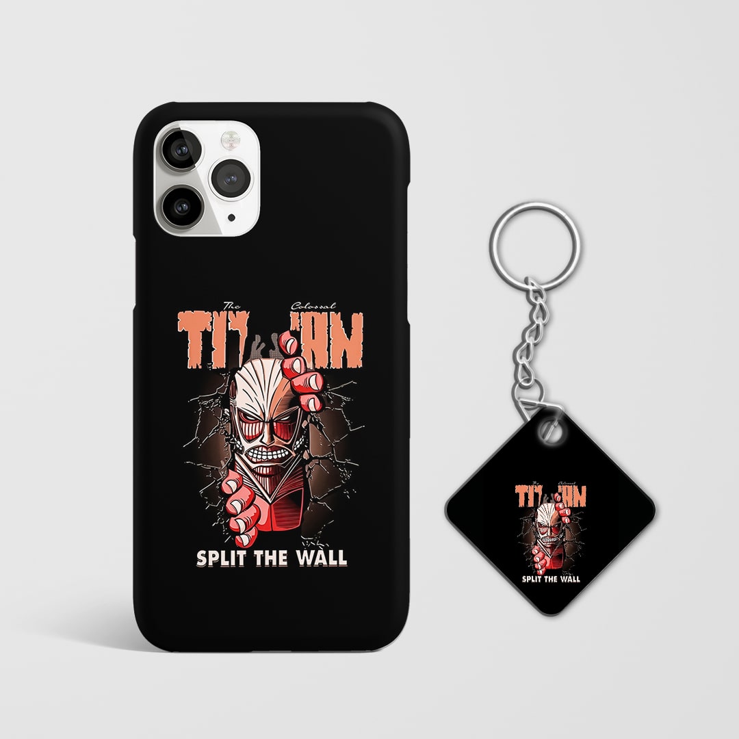 Back view featuring wall breach scene from Attack on Titan with Keychain.