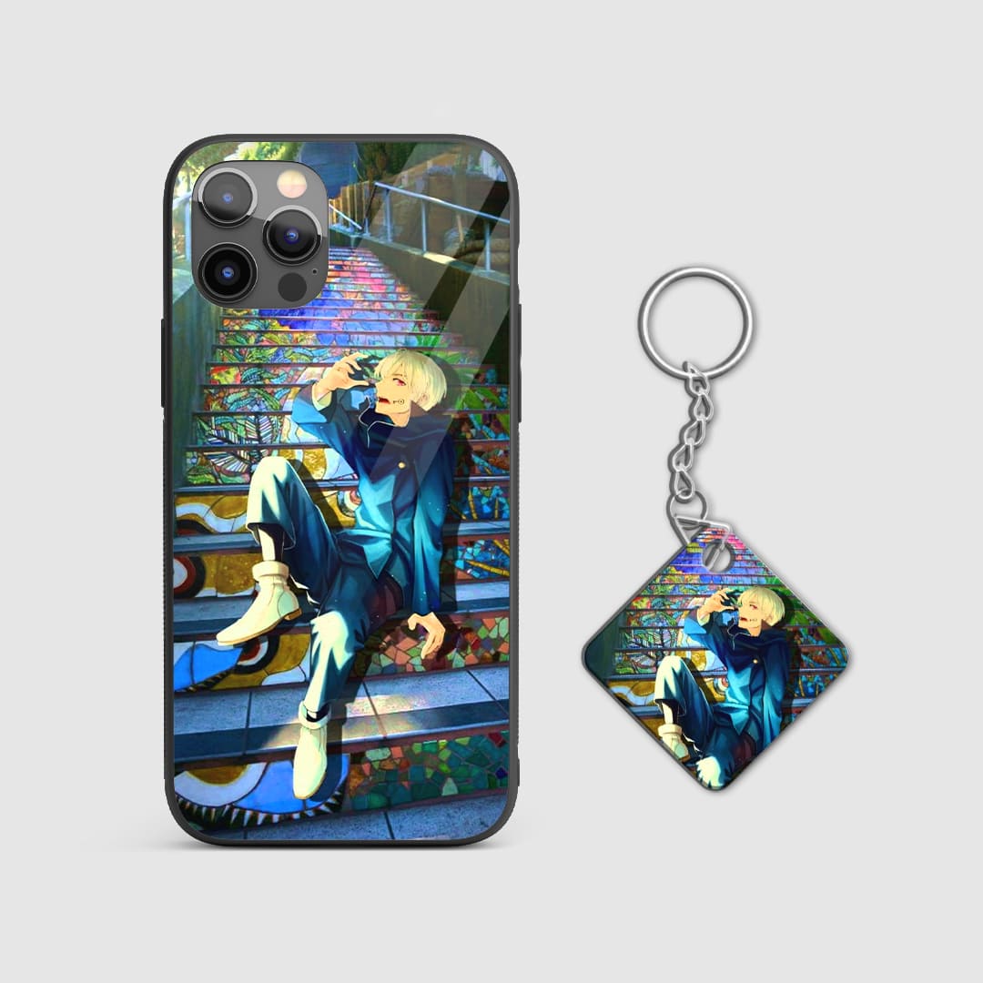 Artistic rendering of Toge Inumaki’s cheek markings on a high-quality silicone phone case with Keychain.