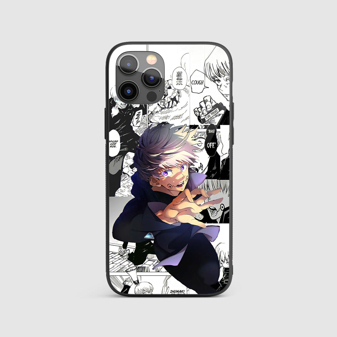 Toge Manga Silicone Armored Phone Case featuring a detailed black and white illustration of Toge Inumaki.