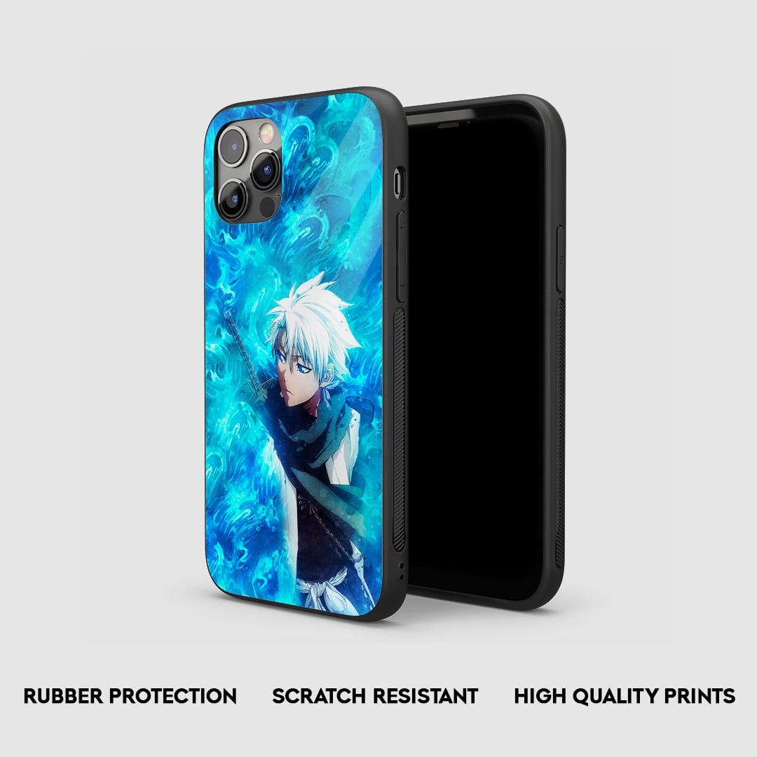 Side view of the Toshiro Blue Armored Phone Case, highlighting its thick, protective silicone material.