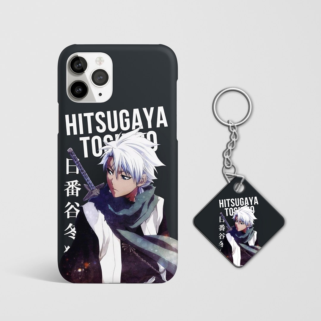Close-up of Toshiro Hitsugaya’s intense expression on phone case with Keychain.