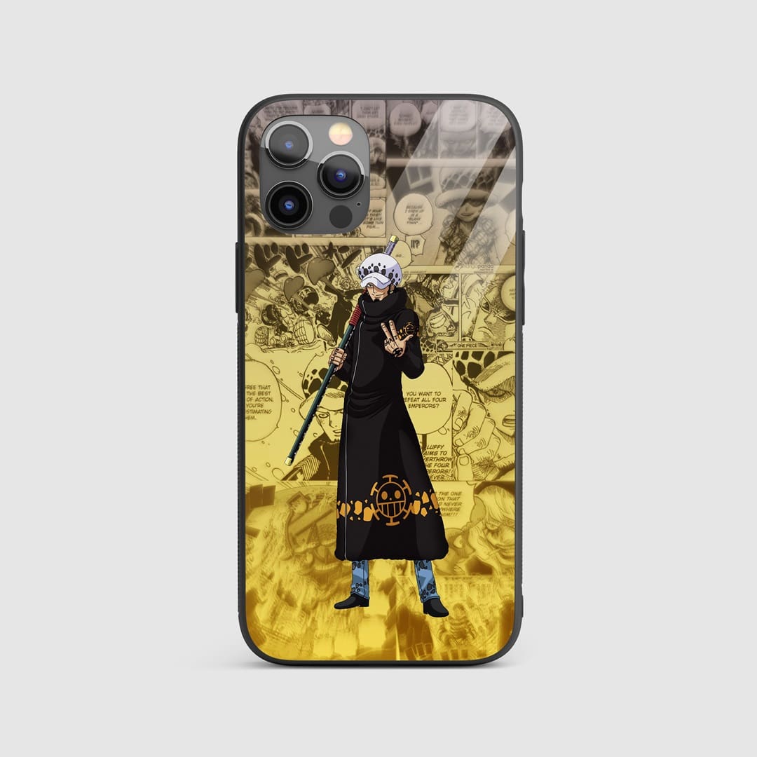 Trafalgar Law Silicone Armored Phone Case featuring iconic imagery of Law's hat and tattoos.
