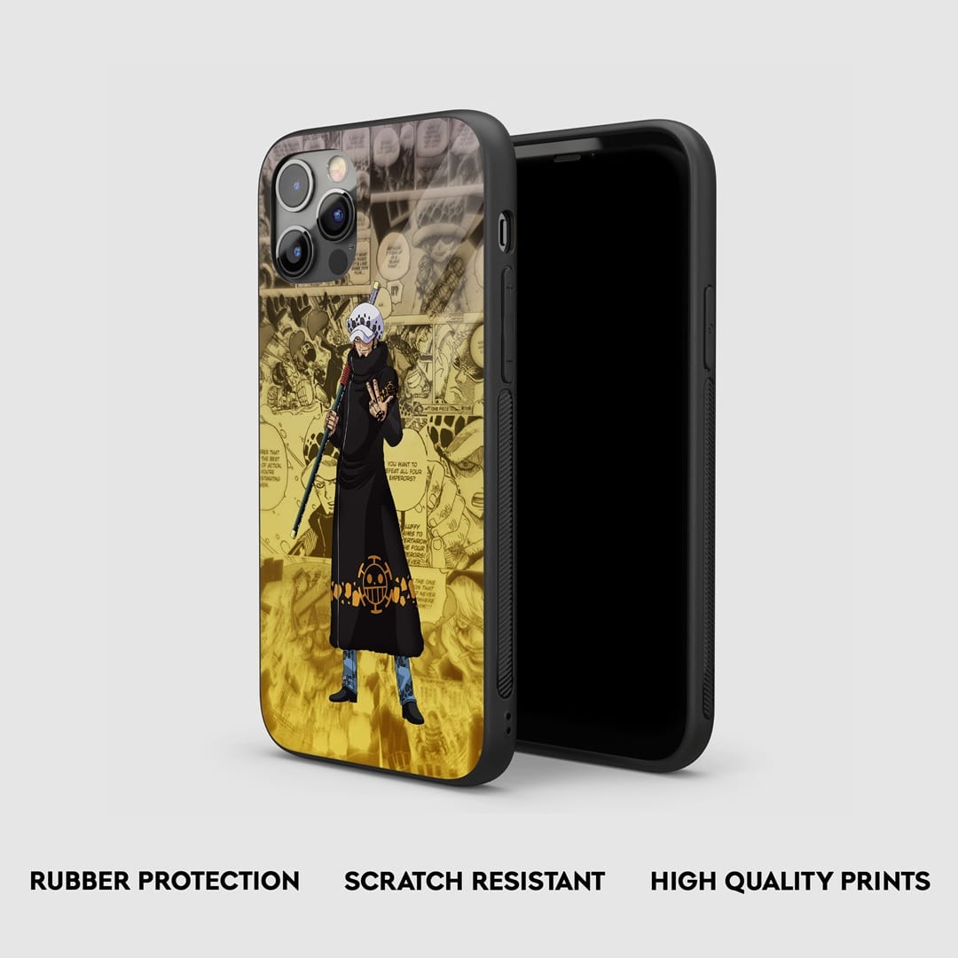 Side view of the Trafalgar Law Armored Phone Case, highlighting its durable protective silicone.