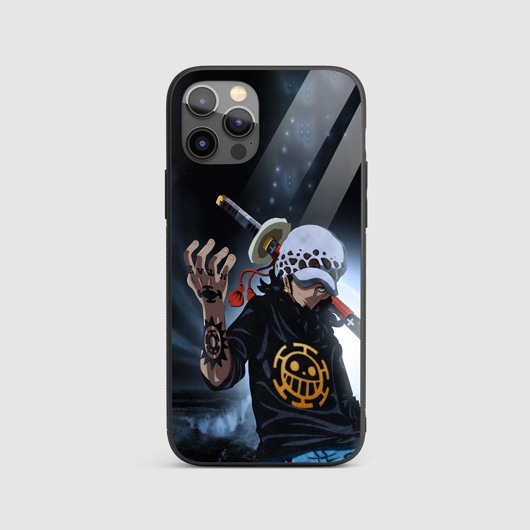 Trafalgar Graphic Silicone Armored Phone Case featuring Trafalgar Law in his iconic pose.