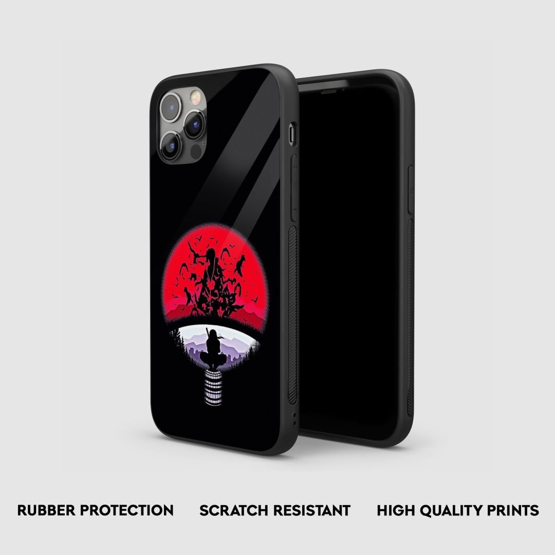 Side view of the Uchiha Clan Armored Phone Case, highlighting its protective silicone.
