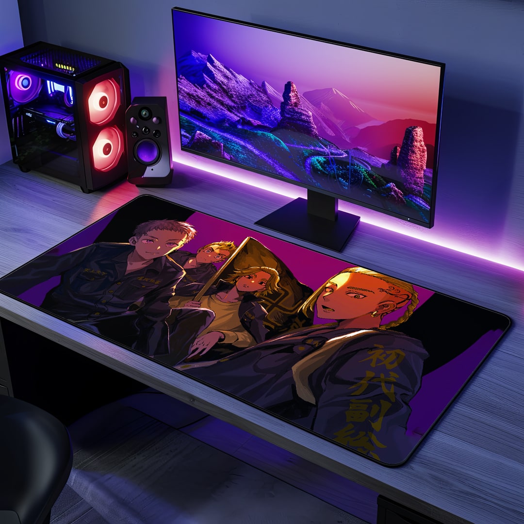 Valhalla Gang anime desk mat top view