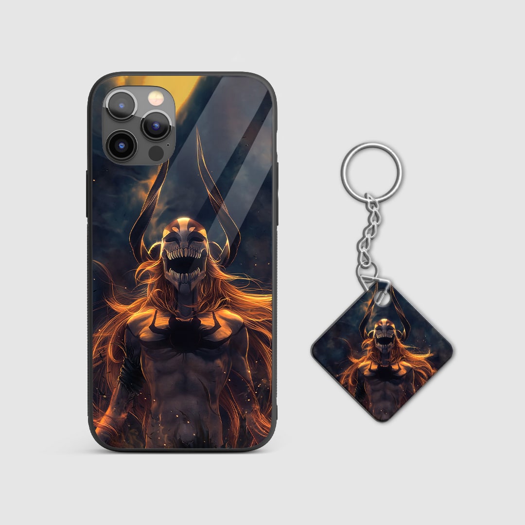 Fierce design of Vasto Lorde from Bleach on a durable silicone phone case with Keychain.