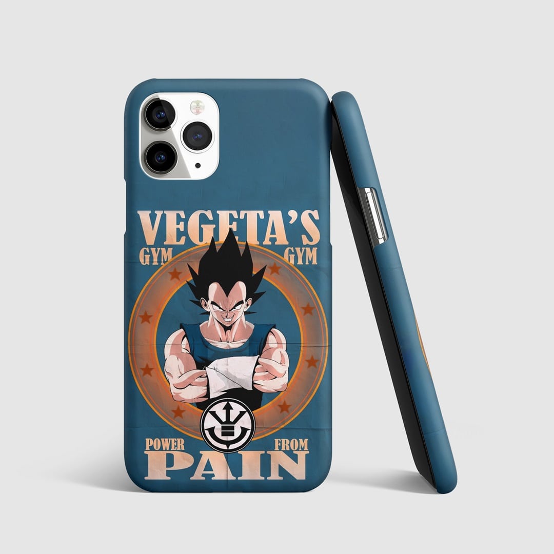Vegeta in a gym pose on a dynamic phone cover.