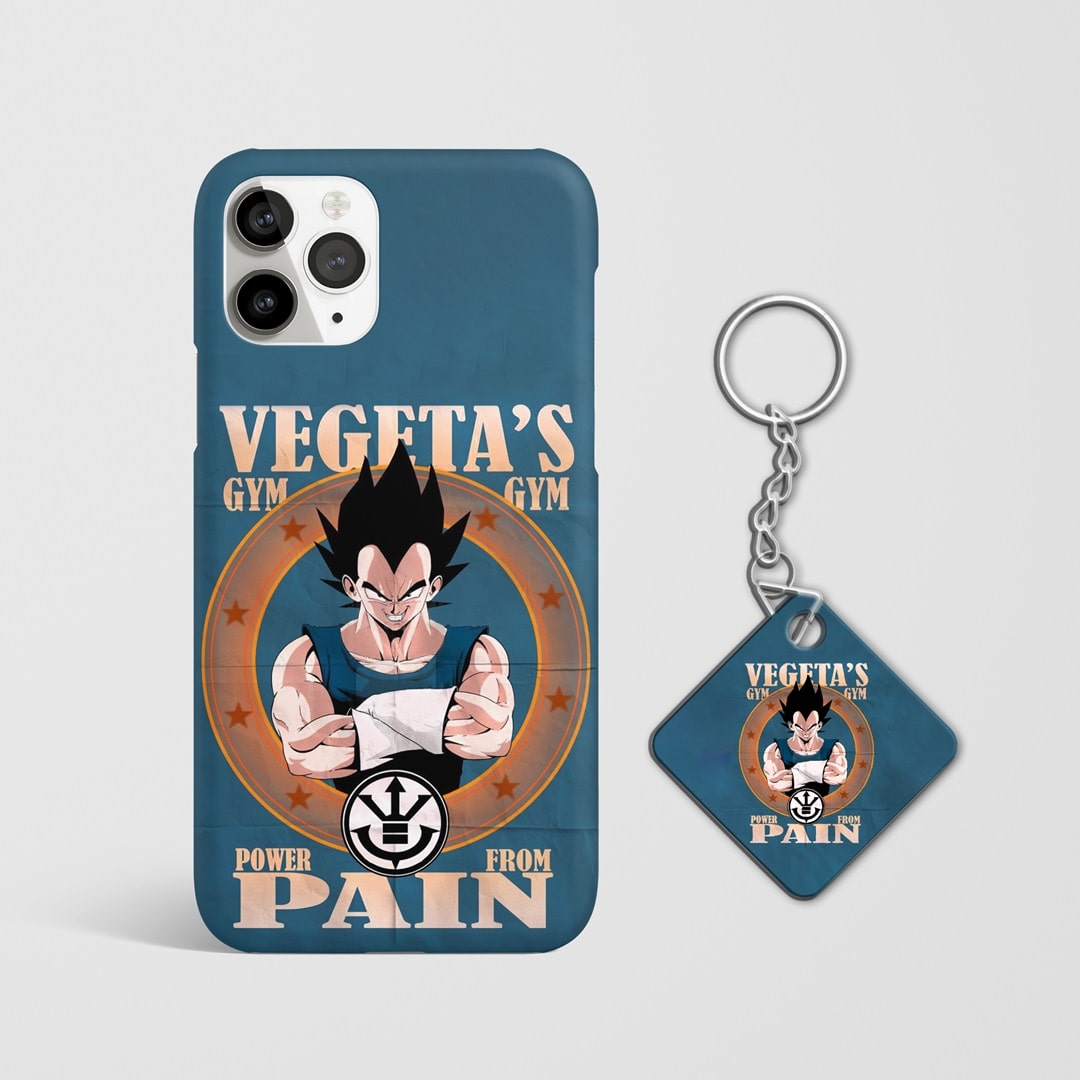 Close-up of Vegeta's determined expression on phone case with Keychain.