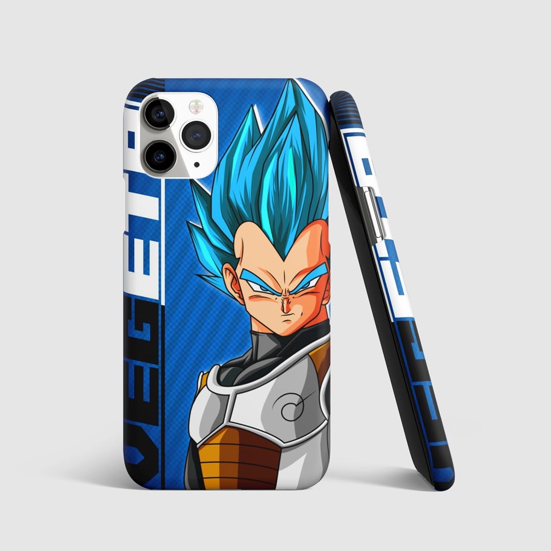 Bold Vegeta name in dynamic typography on phone cover.