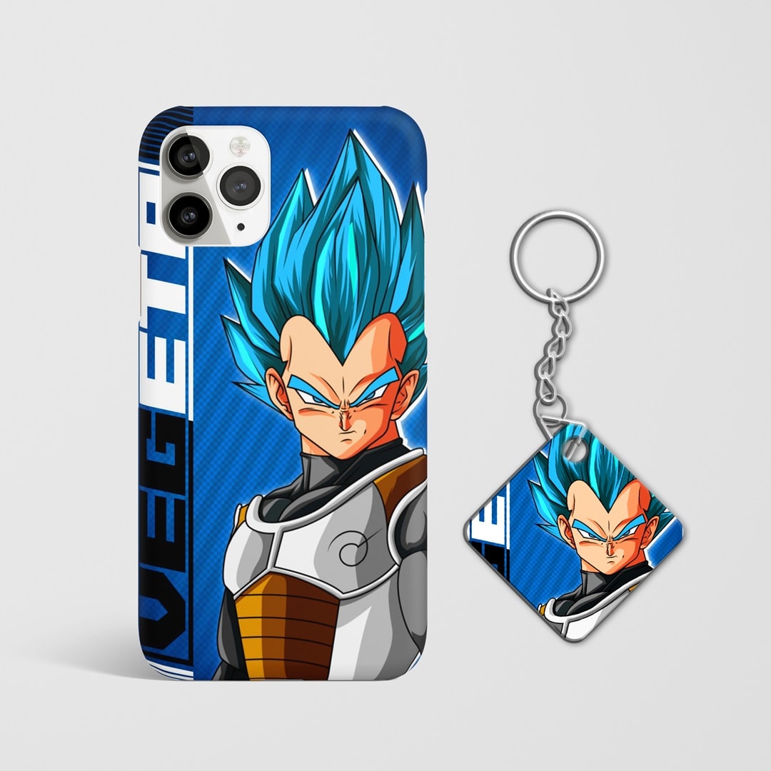 Close-up of the Vegeta name design on a sleek phone case with Keychain.