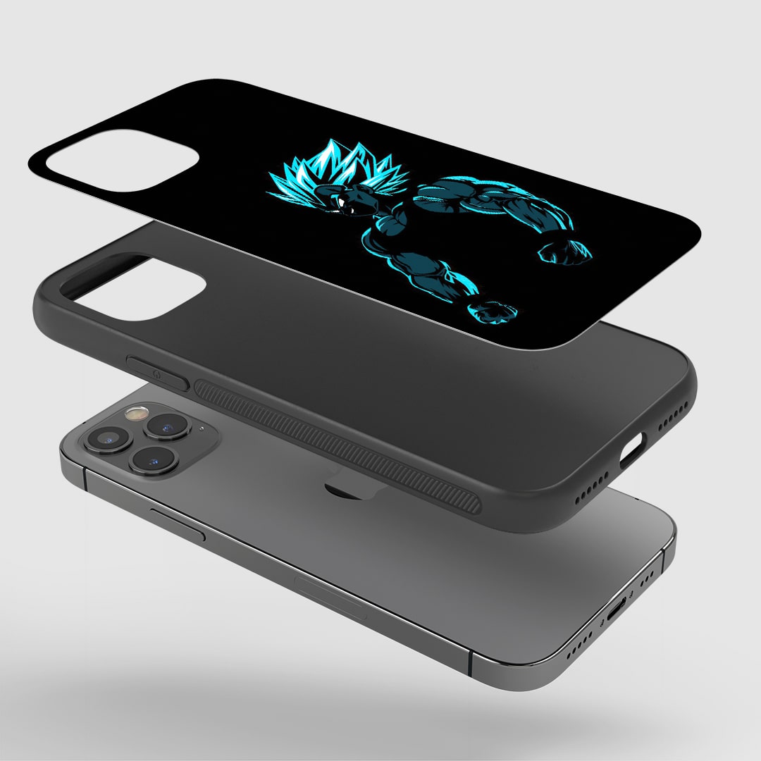 Vegeta Perfected Phone Case installed on a smartphone, allowing easy access to all buttons and ports.