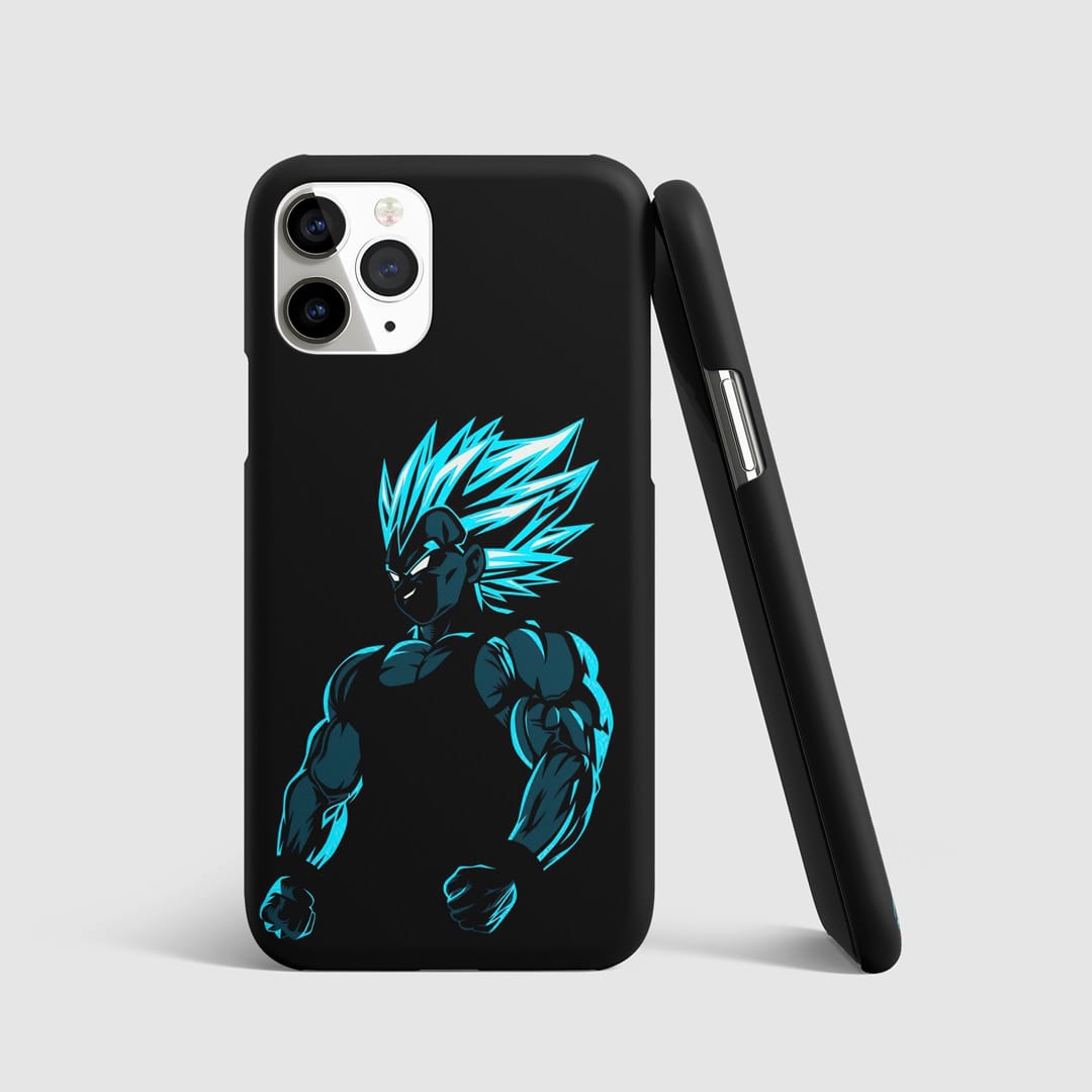 Vegeta in perfected Super Saiyan form on a dynamic phone cover.