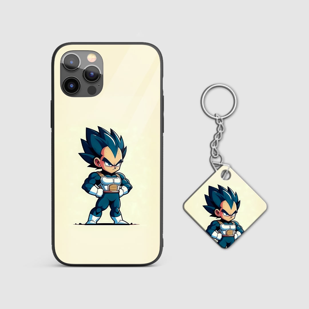 Back view of Vegeta Ghibli Case featuring dreamy Ghibli-style artwork with Keychain.