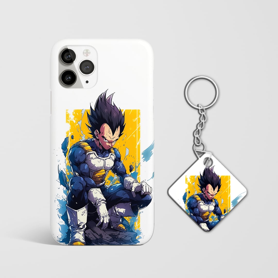 Back view of Vegeta Graphic Phone Cover featuring powerful design with Keychain.