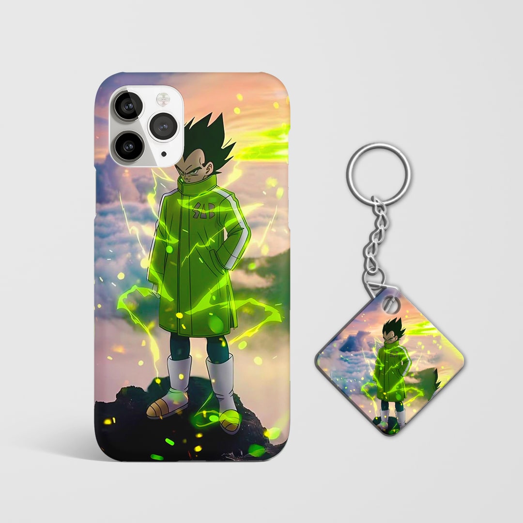 Anime Vegeta Green Saiyan phone case with Keychain.