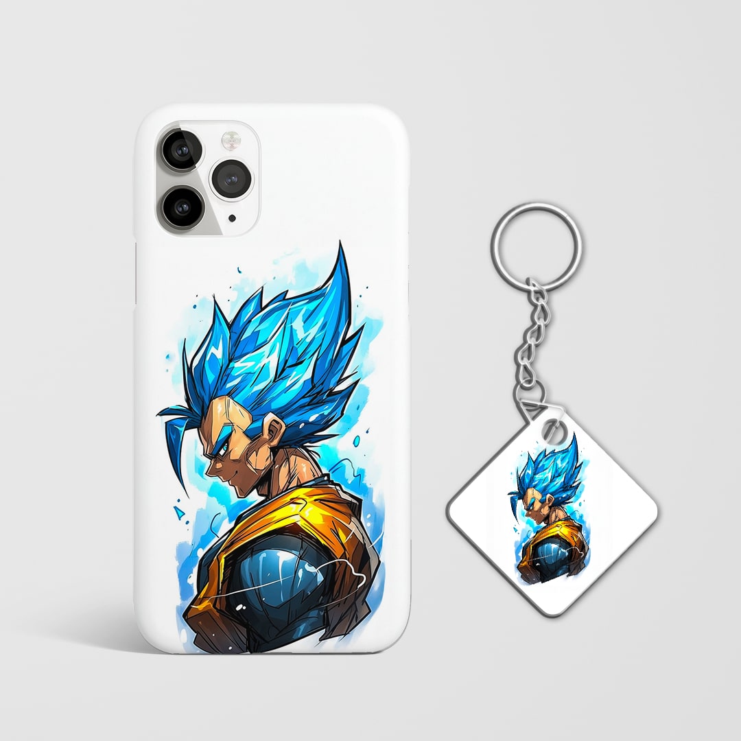 Back view of Vegeta Pastel Phone Cover featuring pastel-toned artwork with Keychain.