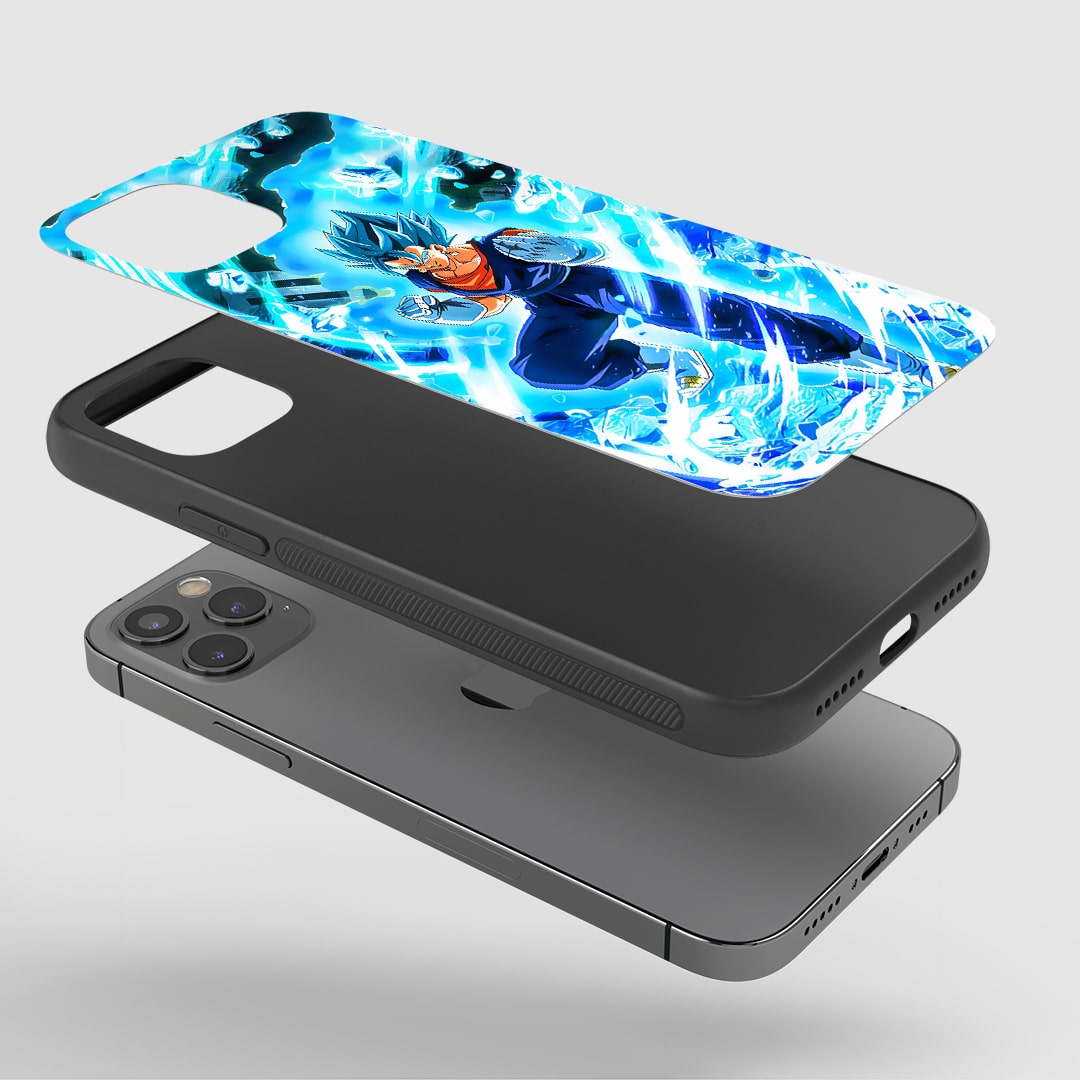 Vegito Armored Phone Case installed on a smartphone, ensuring accessibility to all buttons and ports.